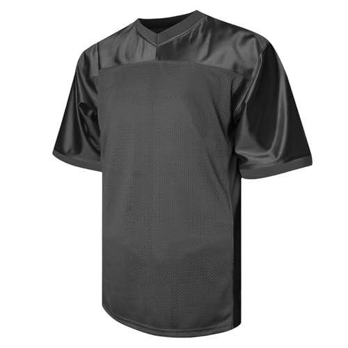 Image of Men's American Football Jersey y2k Fashion Oversized Mesh T-Shirt V-Neck Athletic Sports Summer Varsity Top Breathable Moisture Wicking Gym Training Shirts Plain Practice Teamwear & Fancy Dress Black