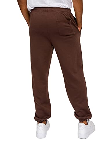 Victorious Men's Lightweight Fleece Drawstring Elastic Cuff Sweatpants Fl78 - Brown - X-Large #TOP2