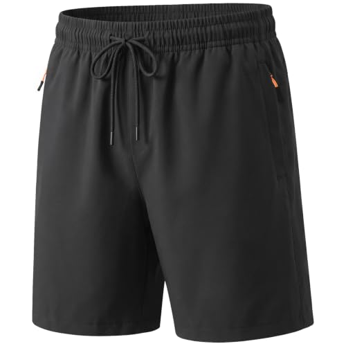 Image of KOOOGEAR Boys Girls Quick-Dry Shorts, Cotton, Breathable, Mid Rise, Gym Running Football PE Sports, Age 7-12 Years (UK, Age, 9 Years, 10 Years, Regular, Black)