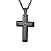 Produktbild PROSTEEL Vaterunser Kreuz Anhänger Halskette Edelstahl mit schwarzem Metall plattiert Kreuzanhänger mit Englischer Inschrift Bibel Gebet Schmuck für Herren Damen, schwarz