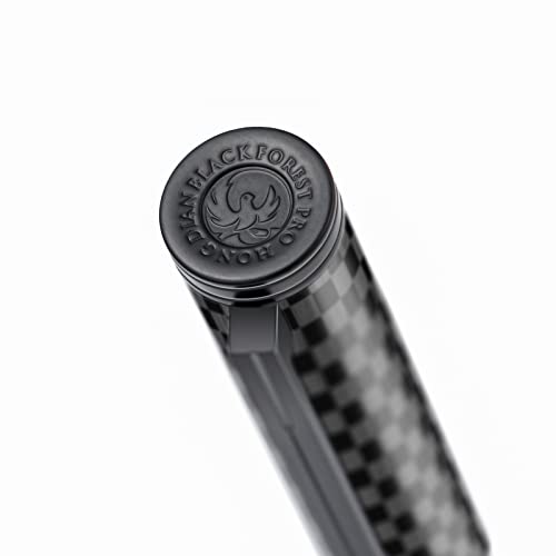 Hongdian Black Forest Pro Carbon Fiber Fountain Pen, Bent Nib For Fude Calligraphy Writing (Fine To Broad) With Converter And Metal Pen Box Set #TOP5