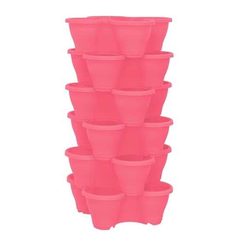 simpa 6PC Quad-Pot Stackable Indoor & Outdoor Planters - Pink