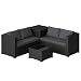 STEELSØN Veloria Rattan Gartenmöbel Set 4-TLG. – Gartenlounge mit Sofas, Tisch & Box – Outdoor Sitzgruppe bis 4 Personen – Sitzgarnitur Garten/Balkon/Terasse schwarz/anthrazit mit Stauraum