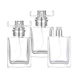 YWG Stone 30ml/1oz Silver Thick Square Flint Glass Refillable Perfume Bottle Square Portable Cologne Atomizer Empty Bottle with Spray Applicator For Travel 3 pack