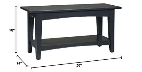 Alaterre, Charcoal Gray Shaker Cottage Bench With Shelf, Furniture #TOP2