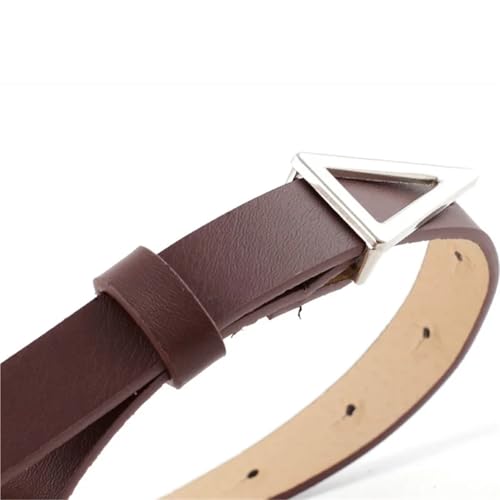 Narrow Leather Belt Women Waistbands Silver Triangle Snap Buckle Belt Ladies Wild Decoration Band4