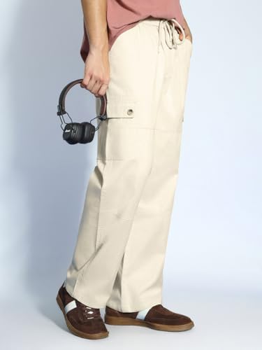 Image of Urbano Fashion Men's Loose Baggy Fit Cargo Jogger Chino Pant with 6 Pockets Stretchable