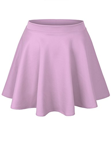 Image of KOGMO Womens Basic Solid Versatile Stretchy Flared Casual Mini Skater Skirt - Pink -