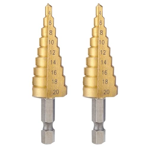 Generchin 2piezas 4-20 mm HSS Broca Escalonada de Ranura Recta Broca Cortadora de Agujeros de Metal para Madera Broca de Núcleo Broca Pagoda
