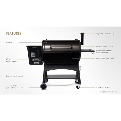 Victory 35-Inch Wood Pellet Grill with Front Shelf, 29-Lb Hopper & 16 Gauge Steel Barrel & Cart - BBQPG - Thumbnail 3