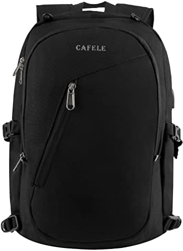 CAFELE Laptop Backpack,Travel Computer Bag for Women Men,Anti Theft Water Resistant College School Bookbag,Slim Business Backpacks with USB Charging Port Fits15.6 Laptop Notebook,Black