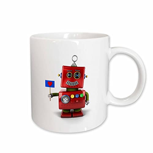 3dRose Cute toy robot with heart sign 11oz Mug