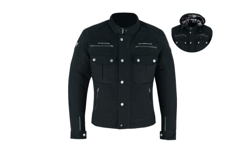 BLACKWILD Urban Style - Chaqueta de moto para hombre | Streetstyle con capucha extraíble | Chaqueta textil para hombre con hombros CE y protectores de espalda, Negro , XXL Cover
