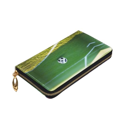 (The ball on the football field) Print Women's Long Wallet Clutch with Zipper Multiple Card Slots Coin Pocket Elegant Ladies Purse3