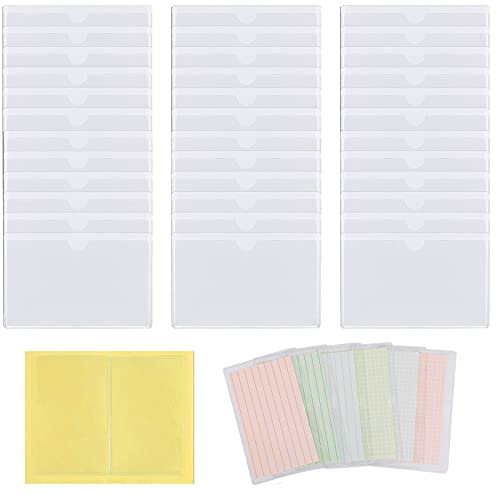 Porte Etiquette Adhesif 60 Pochettes Adhésives Transparentes 60 Cartes - Étiquettes De Rangement 3x11 Cm PVC étiquettes PVC