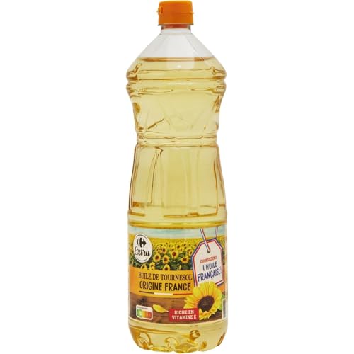 Huile de tournesol Carrefour Extra bouteille 1L lot de 4 riche en vitamine E