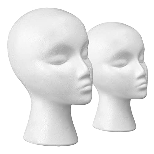 Cantor 12" Styrofoam Wig Head（2Pack - Tall Female Foam Mannequin Wig Stand And Holder - Style, Model And Display Hair, Hats And Hairpieces - For Home, Salon And Travel #TOP11