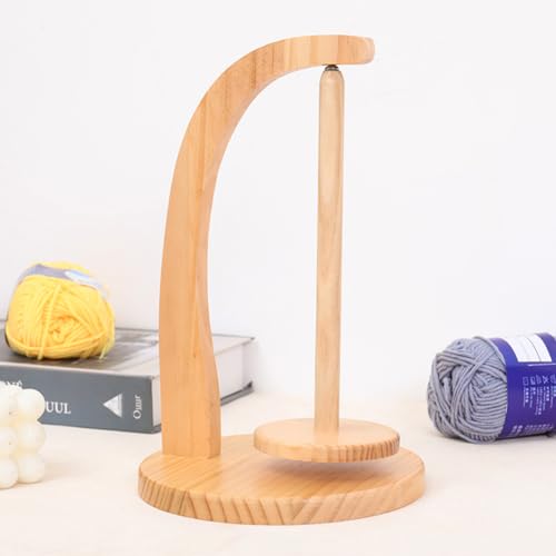 Image of Yarn Holder for Knitting and Crocheting, Magnetic Yarn Ball Holder, Yarn Spindle Dispenser, Crochet Gift for Knitting Lovers,Wooden Yarn Spinner for Crochet(Color:Natural Wood)