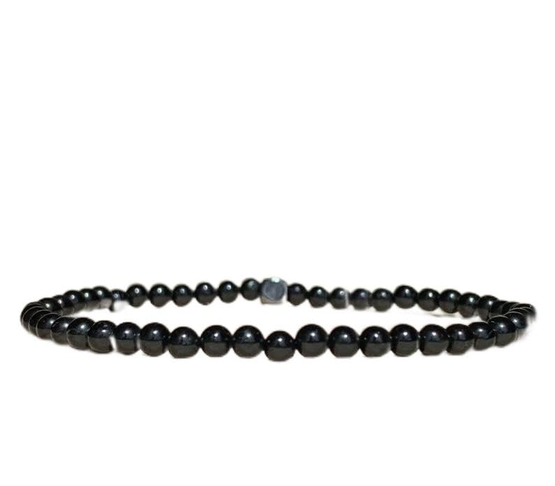Bracelet tourmaline noire 4mm LKBEADS stbr-03817 extensible 18 cm