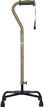 Hugo Mobility Aid Adjustable Quad Walking Cane for Left- and Right-Hand Use, Large Base, Cocoa