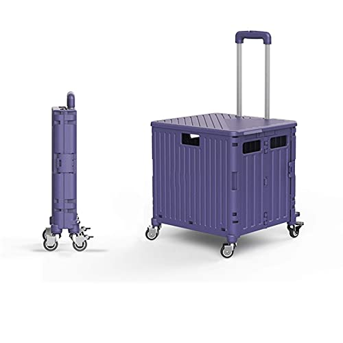 Linjolly Carro de la Compra Plegable con Ruedas giratorias duales y Frenos Mango Ajustable Altura Ligera Liviana fácil de Mover la Caja de Almacenamiento de Gran Capacidad de la Trolley