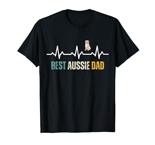 Best Aussie Dad Heartbeat Retro - Pastor australiano Camiseta