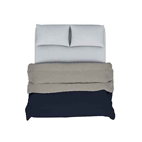 Italian Bed Linen Edredòn Invernal Bicolor Italy, Azul Oscuro/Gris Claro, 250x200 cm