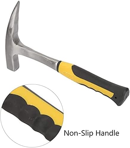 LANTRO JS Rock Pick Hammer with Pointed Tip, All Steel Geologist Hammer Double Head Flat Mouth Geological Survey Brick Duckbill Hammer for Mining