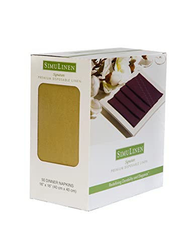 Simulinen Colored Disposable Dinner Napkins – Decorative, Linen-Feel, Elegant & Cloth-Like – Gold - Absorbent & Durable - Weddings, Parties And Holidays! – Perfect Size: 16"X16" Box Of 50 #TOP4