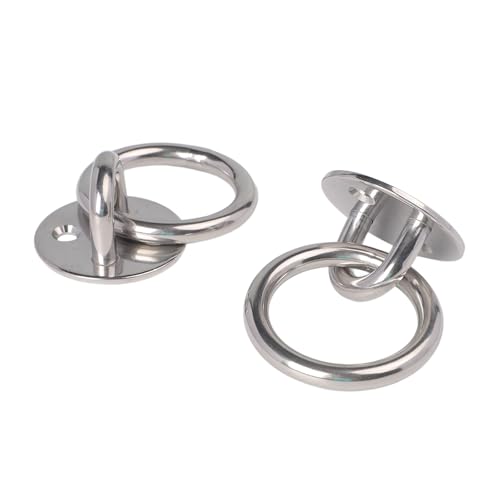 Wodsty 2 x 316 Stainless Steel Marine Eyelet Plates with Ring for Boat Deck