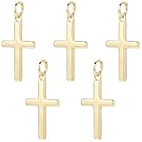 Beebeecraft 1 Caja de 12 dijes de Cruz Chapados En Oro de 18 k Dijes de Crucifijo Cristiano de Pascua con Anilla de Salto para Hacer Joyas Pulseras Colgantes Y Collares. Manualidades DIY.