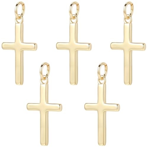 Beebeecraft 1 Caja de 12 dijes de Cruz Chapados En Oro de 18 k Dijes de Crucifijo Cristiano de Pascua con Anilla de Salto para Hacer Joyas Pulseras Colgantes Y Collares. Manualidades DIY.