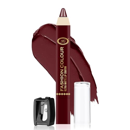 Image of FASHION COLOUR Ultra Matte Lip Crayons With Free Sharpener | Smudge Proof And Waterproof | For Hydration And Moisturization | Long Lasting Lipwear with Matte Finish, Cruelty-free and Paraben-free - 2.5 gm(Marlot Wine)