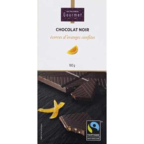 Monoprix Gourmet Chocolat Noir Aux Écorces D'Oranges Confites 100g