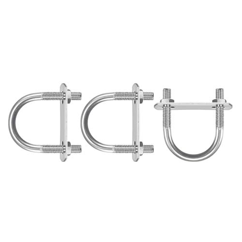 Image of DTGN M6x27x47mm(ThreadxWxL) Round U Bolt - 3Pack - Good for Trailer Pipe Replacement Parts - 304 Stainless Steel U Shape Bolts