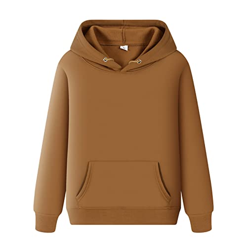 Sweat-shirt en polaire pour homme Slim Automne Casual Solid Sweat à capuche Couleur avec capuche Longue veste Automne Poche à manches longues Chemisier pour homme 2022, café, XXXL