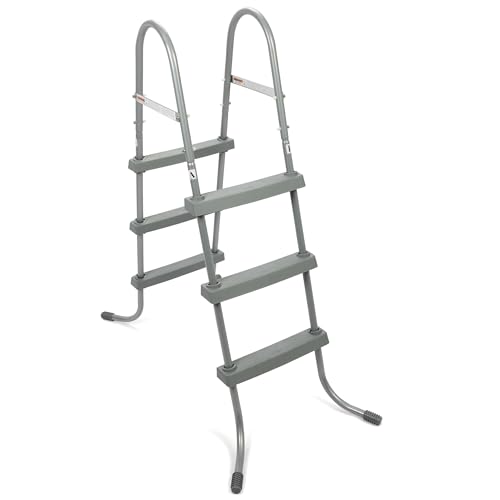 ECOTRIC 36 inch 3 Steps Swimming Pool Ladder Heavy Duty Steel for Above