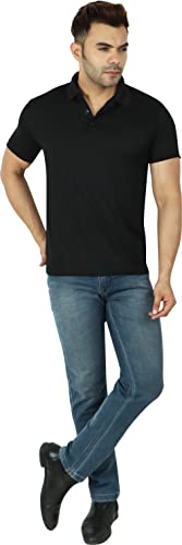 Image of Regular Fit Solid Men Polo Neck Collar T-Shirt Pack of 1 Black