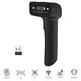 [page_title]-Alacrity Kabelloser 1D und 2D Barcode-Scanner (2-in-1, 2,4 GHz, kabellos, USB 2.0, verkabelt) Handsender Barcodeleser mit USB-Dongle und Kabel, Schwarz