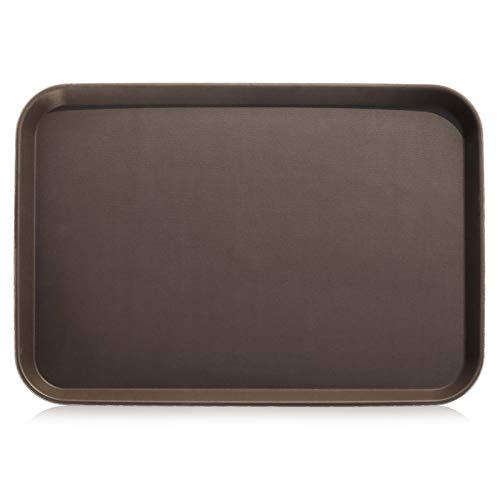 New Star Foodservice 7006971 Restaurant Grade Non-Slip Tray, Plastic, Rubber Lined, Rectangular, 18-Inch x 26-Inch, Brown