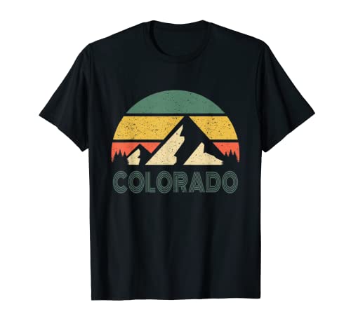 Retro Vintage Tramonto COLORADO Montagna Trekking natura grafica Maglietta
