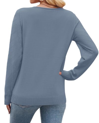 Image of WIHOLL Sweaters for Women V Neck Casual Knit Long Sleeve Tops Lightweight Pullover Clothes Fall Fashion Outfits 2026