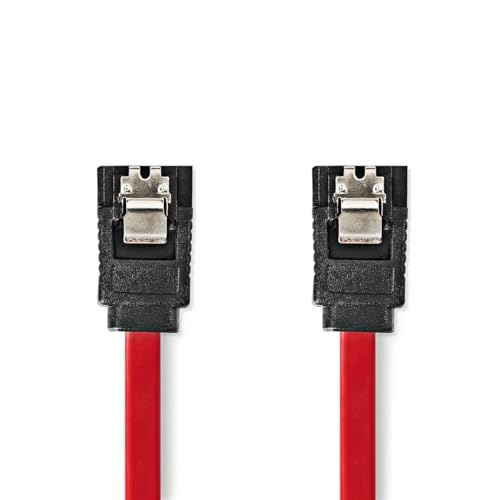 NEDIS SATA Kabel - 3 Gbps - SATA 7-Pin-Buchse - SATA 7-Pin-Buchse - Vernickelt - 0.50 m - Flach - PVC - Red - Box