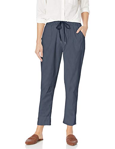 M Made in Italy Women's Woven Stiped Pants, Navy Combo, Large