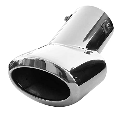 Rumplex Embellecedor de escape ovalado de acero inoxidable deportivo, tubo de escape, extremo de tubo de escape, puntas de escape, silenciador, punta universal, cromado