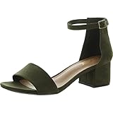 Maße: Absatzhöhe = 5,1 cm Sugar Noelle Damen-Sandalen, niedrig, zweiteilig, Blockabsatz, Knöchelriemen, Pumps, Gr�n (Olive Micro), 39 EU
