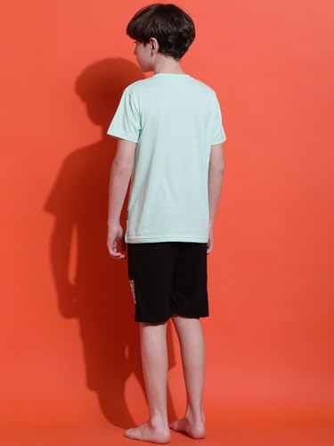 Image of Li'l Tomatoes Boys 100% Cotton Night Suit | Summer T-Shirt & Shorts Set | Soft & Breathable Sleepwear | 9-16 Years