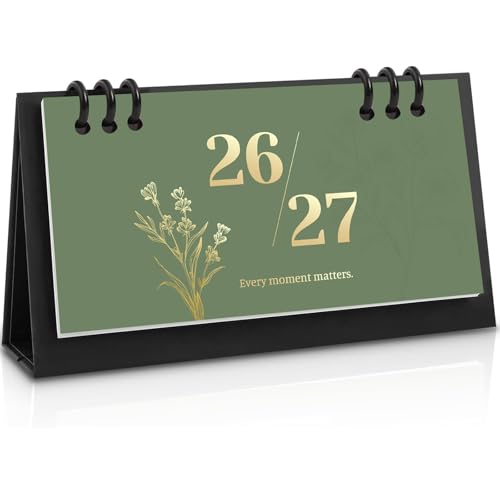 Zuozee Small Desk Calendar 2026-2027 Desktop Calendar 20 Months - Runs From May 2026 Until Dec. 2027 Mini Standing Flip Calendar for Home School and Office Supplies 6.3 x 3.1