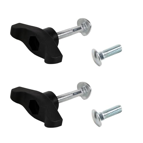 DemJamr Lawn Mower Handle Knobs Nut Bolt, Universal T-Handle Bolts for Lawn Mower Snow Blower (4 Bolts and 2 Handles)
