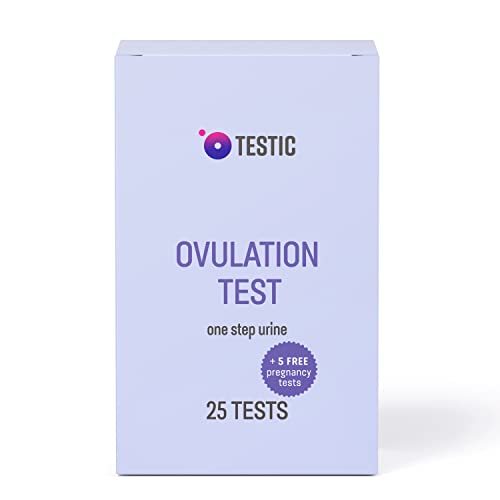 Testic 25 Ovulation Lh Test Strips Predictor Kit (25 Count) + 5 Free Pregnancy Test Strips #TOP1